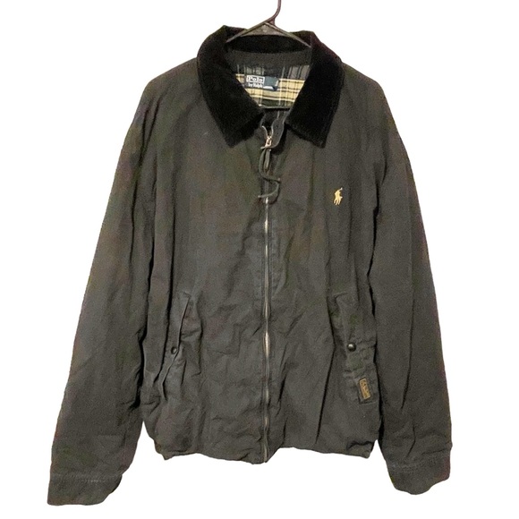 Vintage 90s Polo Ralph Lauren Men’s 2X Tall Black Plaid Lined Bomber Jacket